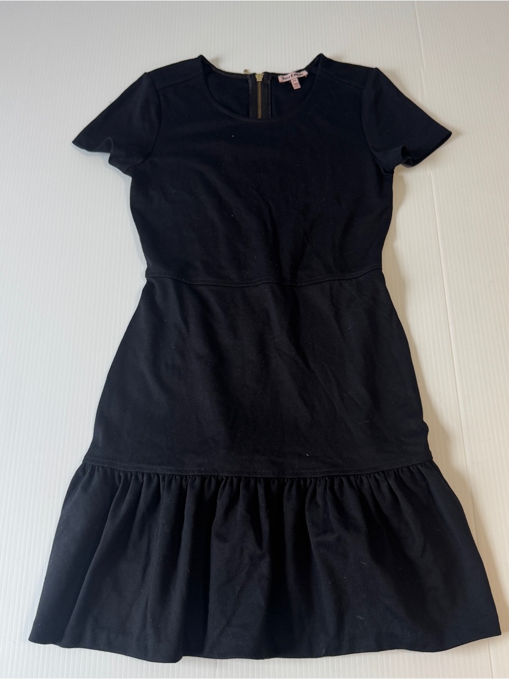 Juicy Couture Black Drop Waist Ruffle Mini Dress XS Y2K Preppy Coquette